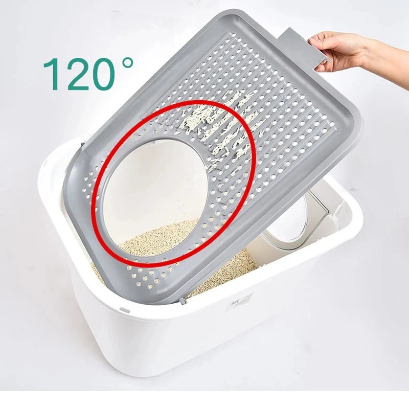 
Quick Delivery Fashion Cat Clean Up Products Plastic Large Space Enclosed Training Cat Toilet Box Cat Litter Box Mat Sandbox 