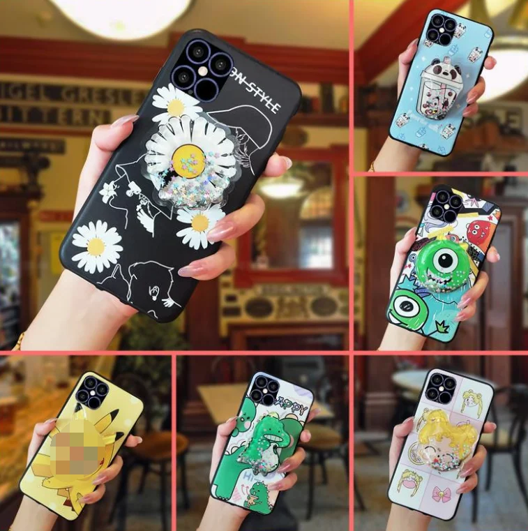 
For iPhone 12 case 12 Pro 11pro Xs 7 8 Cute Panda Monster inc Bright Flow Stand Case Sailor moon 