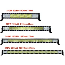 high power LED Light Bars 21inch 31inch 42inch 52inch led light bar offroad 270w 405w 540w 675w dual colors work light for truck