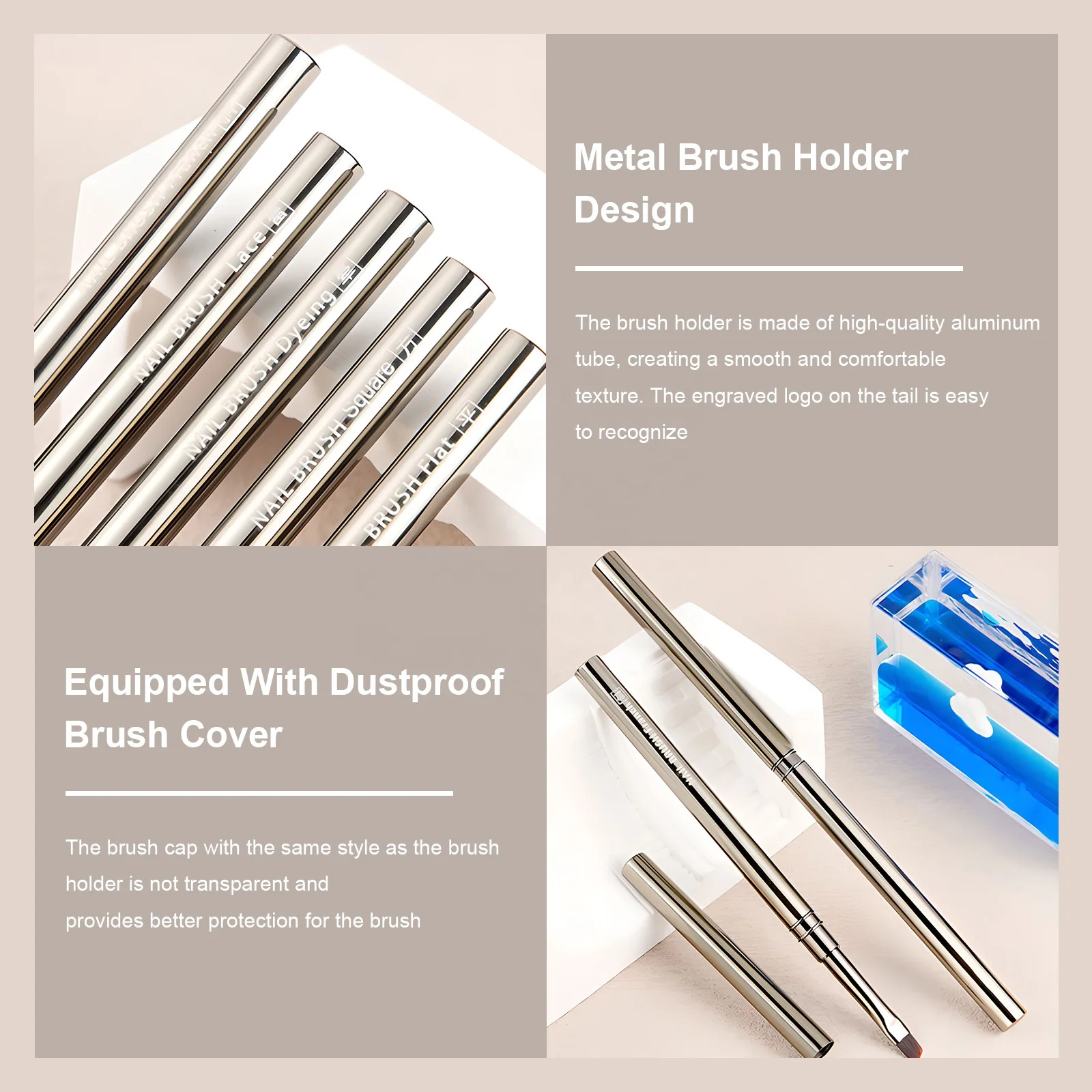 Professional High Quality Metal Handle Painting UV Gel Brush Set nail art brushes Nail Extension Tool Pen for manicure