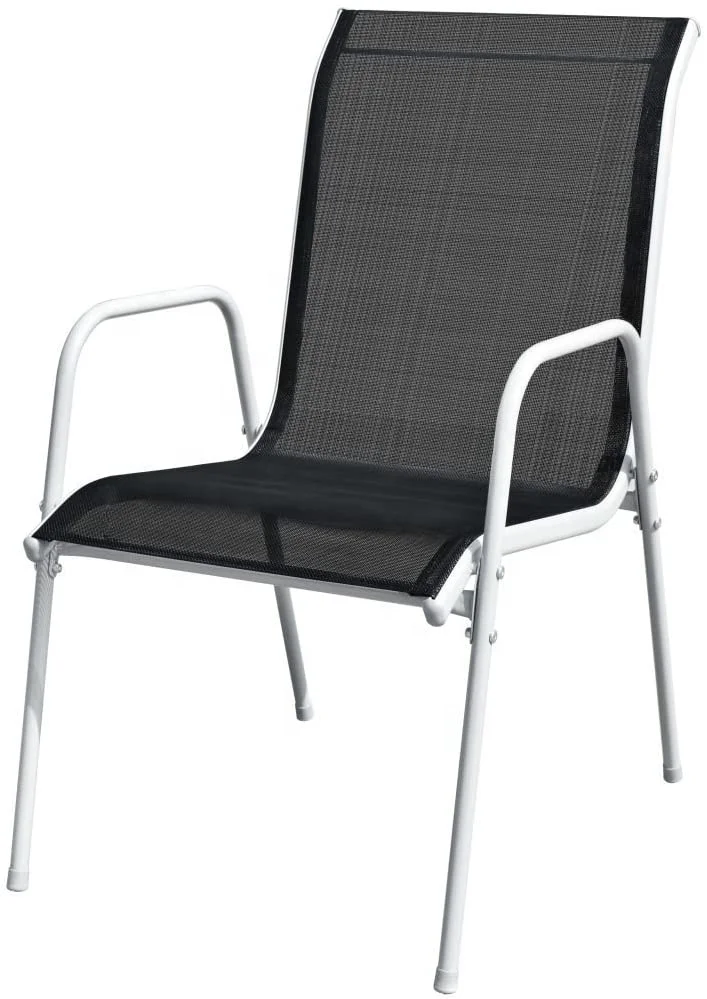 
Steel Black 7 Piece Outdoor Dining Set KD 7PCS Outdoor Sling Chair Outdoor Garden Furniture Set Patio Knocked-Down Table Chair 