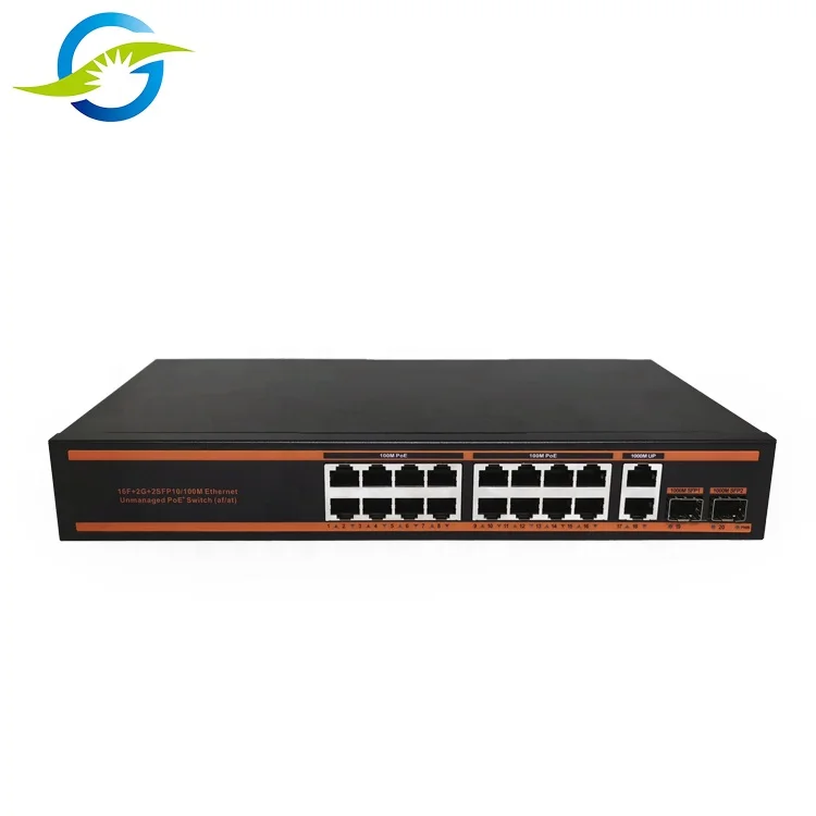 TLG unmanaged switch poe 16-port 100/1000 fiber optic poe switches