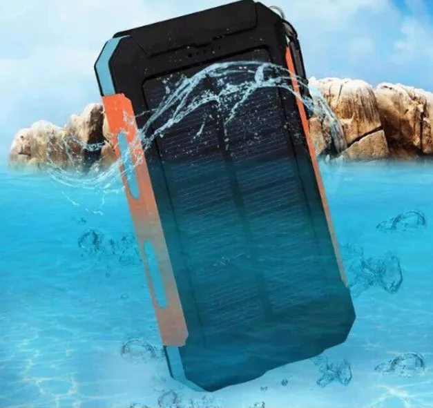 Waterproof LED Solar Power Bank 10000mah Dual USB Travel Powerbank LED Solar Power Bank
