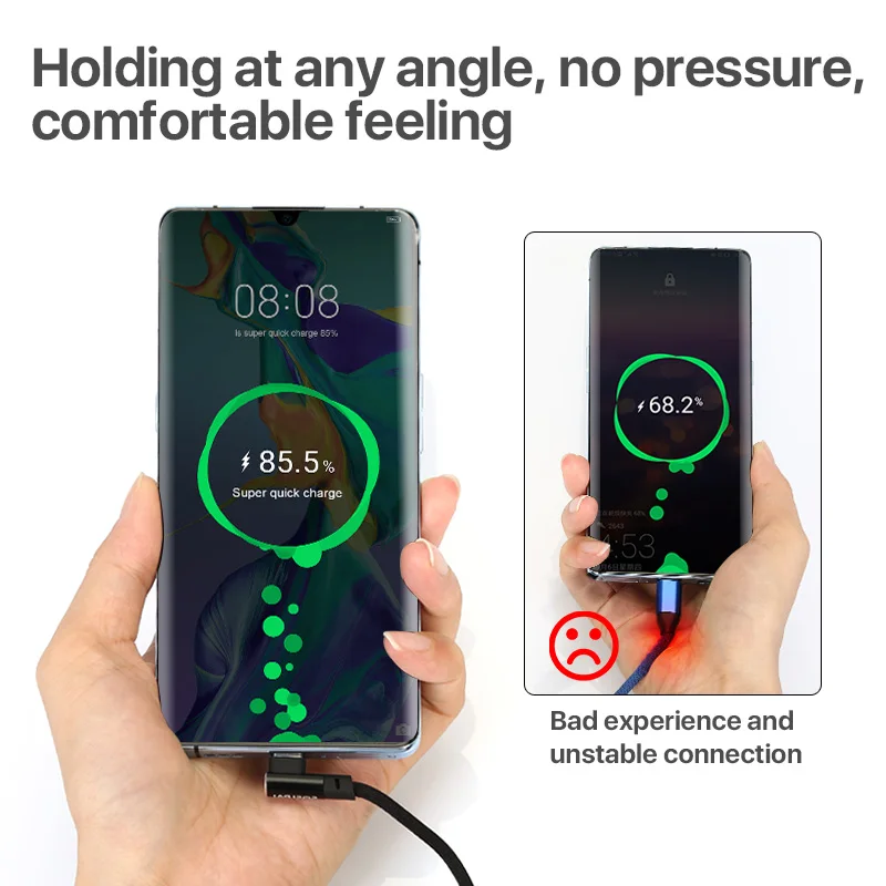 
SOSLPAI cheapest price 90 degree usb cable nylon braided 1.5m usb type c charging cable 