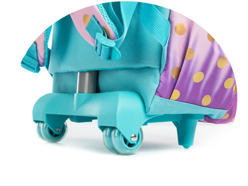 Дети прокатки рюкзак школьный колесиках рюкзак для путешествий багаж на колесиках, школьные сумки для девочек колёса студент, комплект одежды из 3 предметов с героями мультфильмов