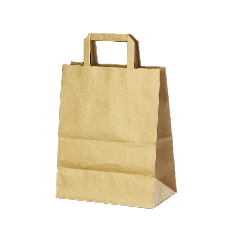 Custom Printed Logo Brown Kraft Gift Craft Shopping Paper Bag With Handles