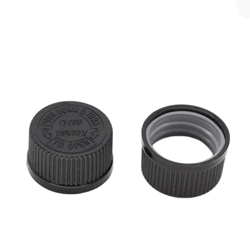 28-410 Back Child Resistant Cap w/F217 Liner, 28mm CRC plastic cap in 20mm height