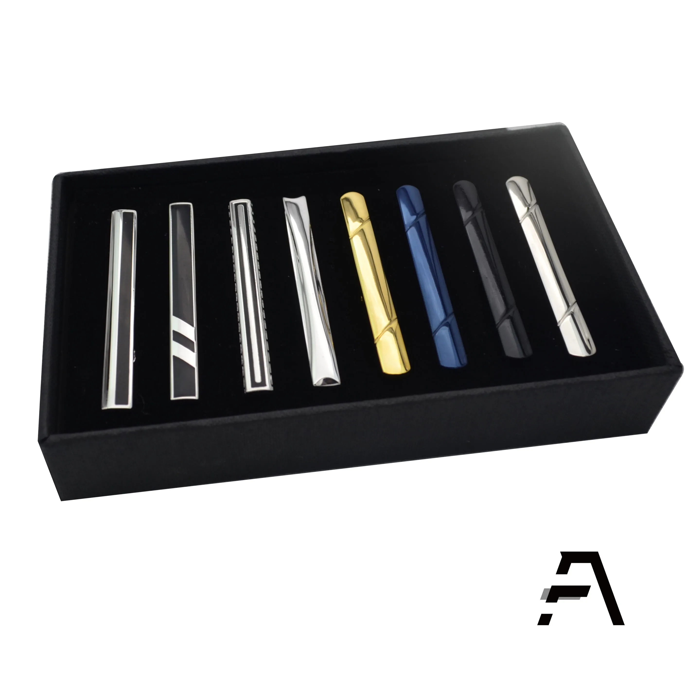 Набор мужских зажимов для галстука, 8 шт., для обычного галстука в подарочной коробке