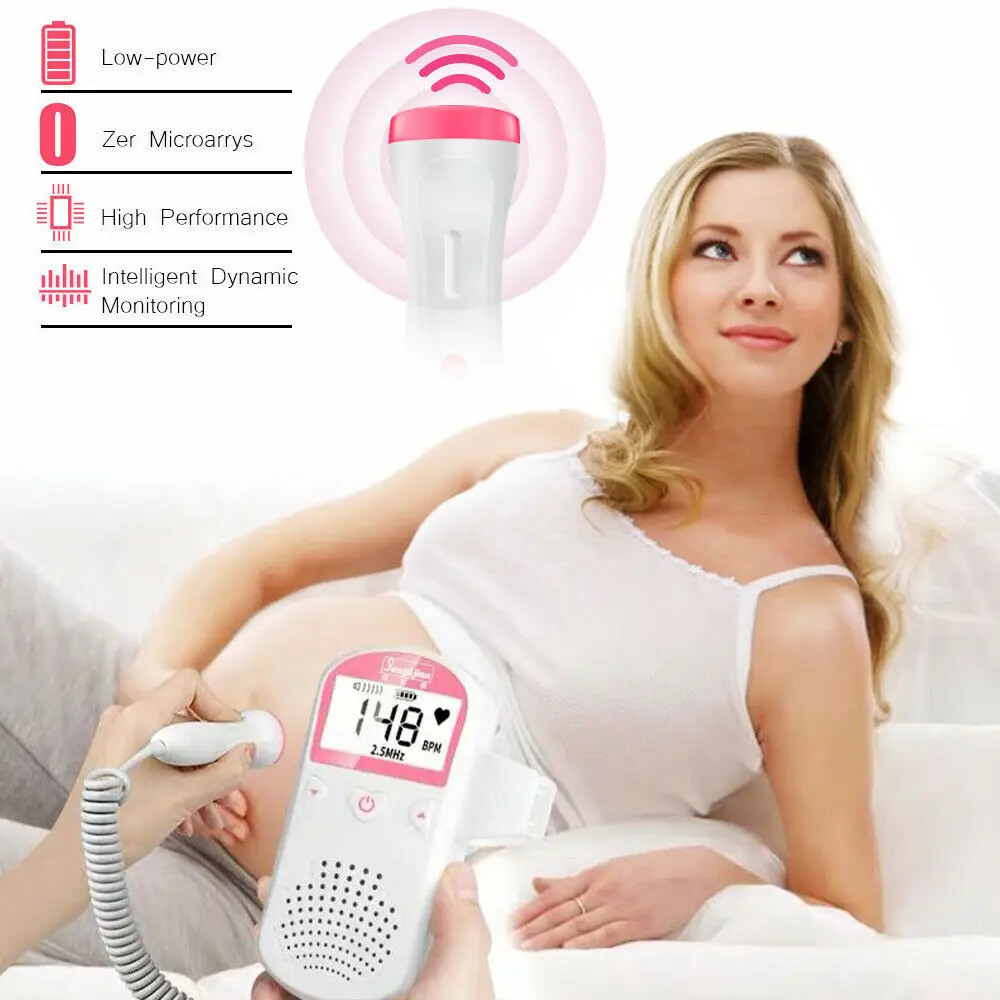 2.5MHz Pocket Fetal Doppler/Prenatal Heart Monitor Baby Beat Sound LCD Display