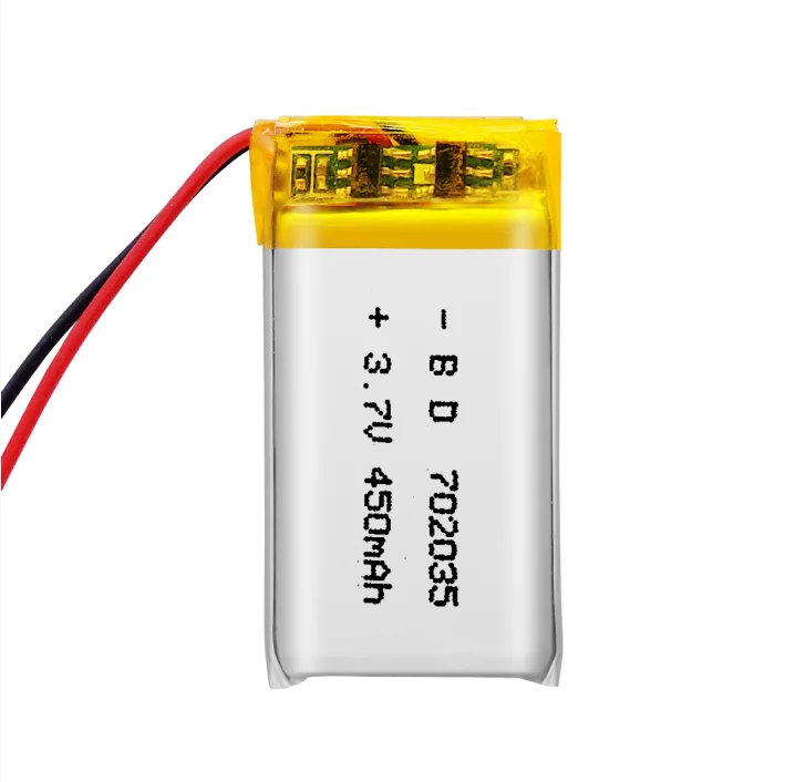 The manufacturer wholesale high quality and high capacity rechargeable lithium battery 3.7V 450mAh 702035