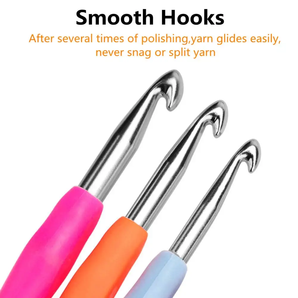 Hot Sale Sewing Kit 14 Sizes Ergonomic Handle Knitting Crochet Hooks Set With Case