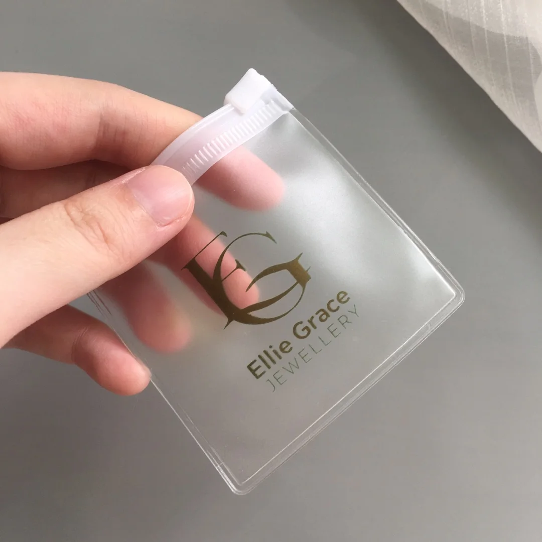 Wholesale Small Jewelry Frosted Packaging Customized Plastic PVC Ziplock Bags Zipper Bags With Custom Logos