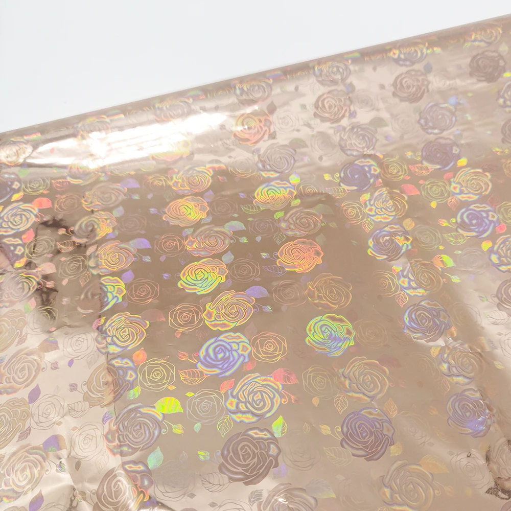 Free sample Rose pattern hot stamping foil Full transfer Laser film for leather and fabric
