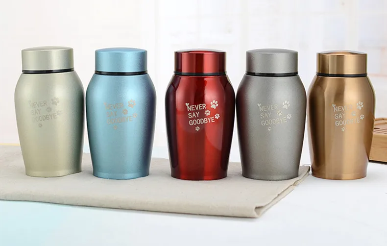 Gold/Silver Stainless Steel Urns Pet Dog Cat Bird Hamster Cremation Ashes Souvenir Coffin Ashes Pet Memorial