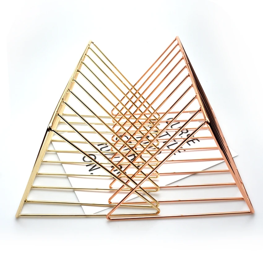 Professional Factory Bedroom Bookends File Organizer Triangular Book Stand Metal Bookstand