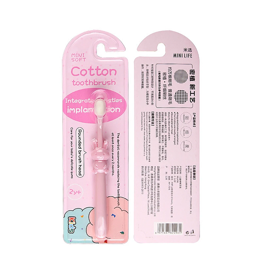 
Eco-friendly rabbit shape kids soft pink baby toothbrush 