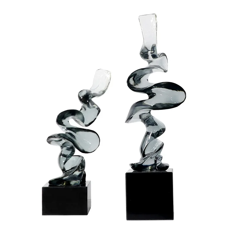 Modern Light Luxury Creative Transparent Resin Abstract Ribbon Sculpture Living Room TV Table Wine Rack Showcase Soft Decoration
