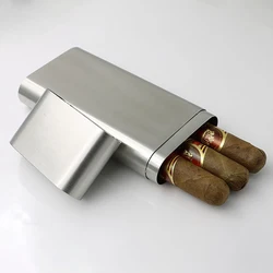 Personalized Engraved Cigar Holder Stainless Steel Cigar Boxes In Bulk Portable Wedding Party Gift Metal Humidors Cigar Cases