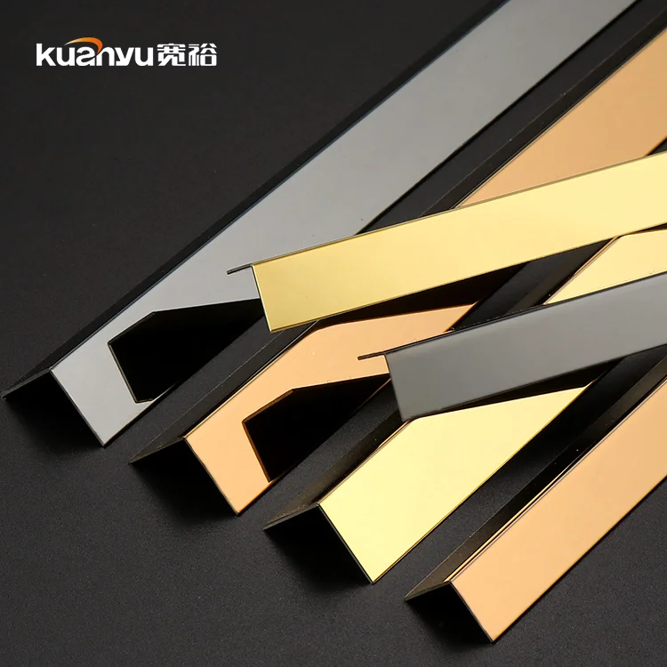 Interior Decoration stainless steel l profile shaped metal trim brushed L shape metal trim for furniture
