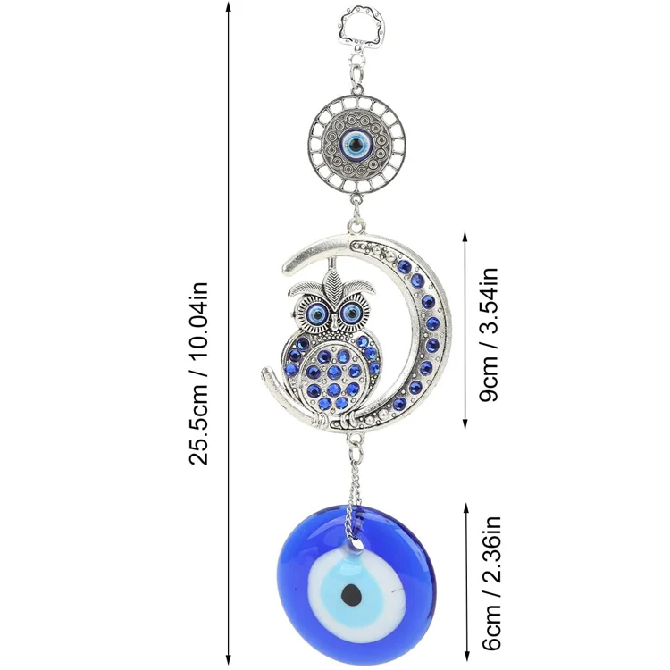 Evil Eye Lucky Owl Pendant Design Prevent Bad Energy Bring Fortune Alloy Hanging Ornament Decor Evil Eye Car Ornament Blessings