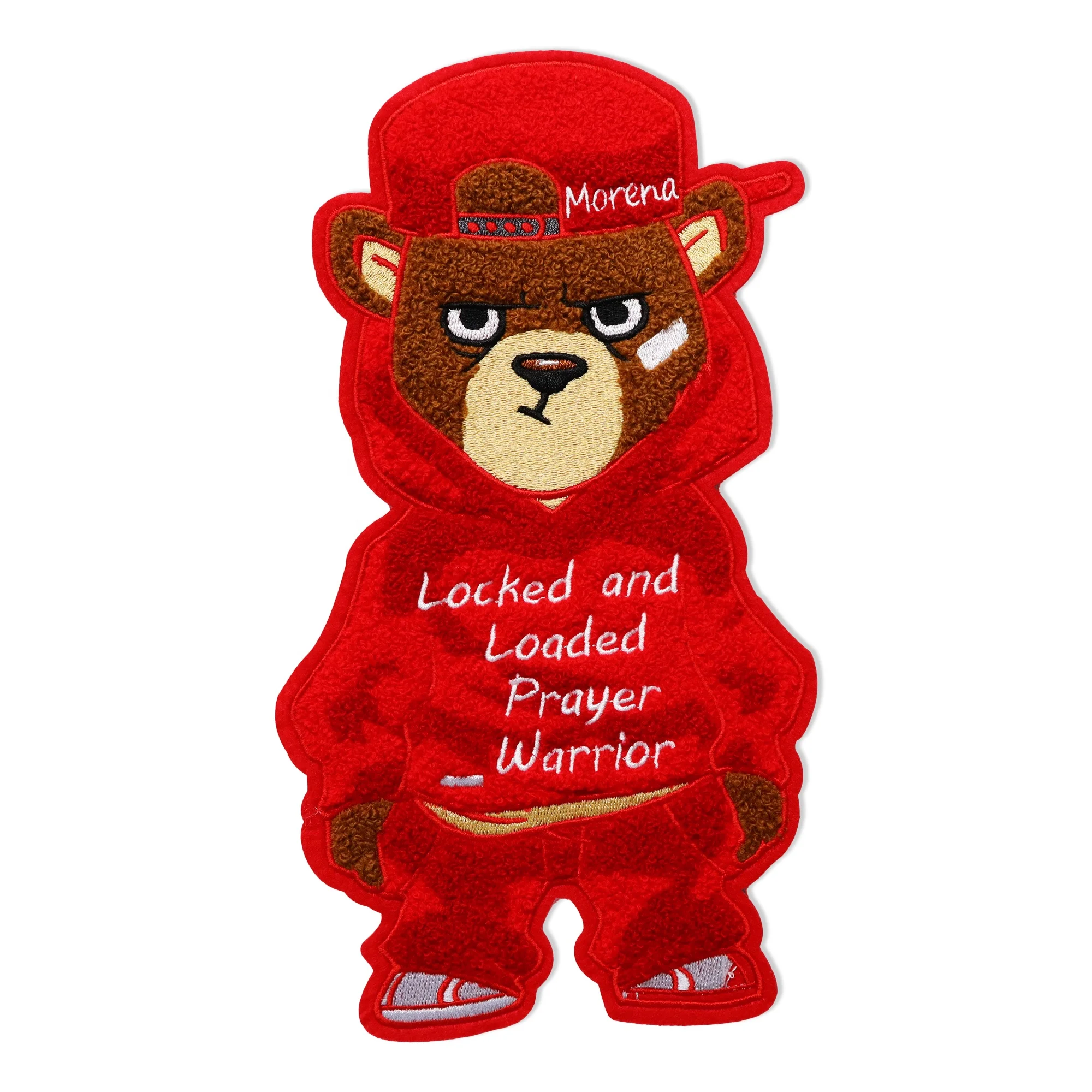 Free Sample Custom Patches Designer Chenille Embroidery Iron On Bear Patches Custom Embroidery