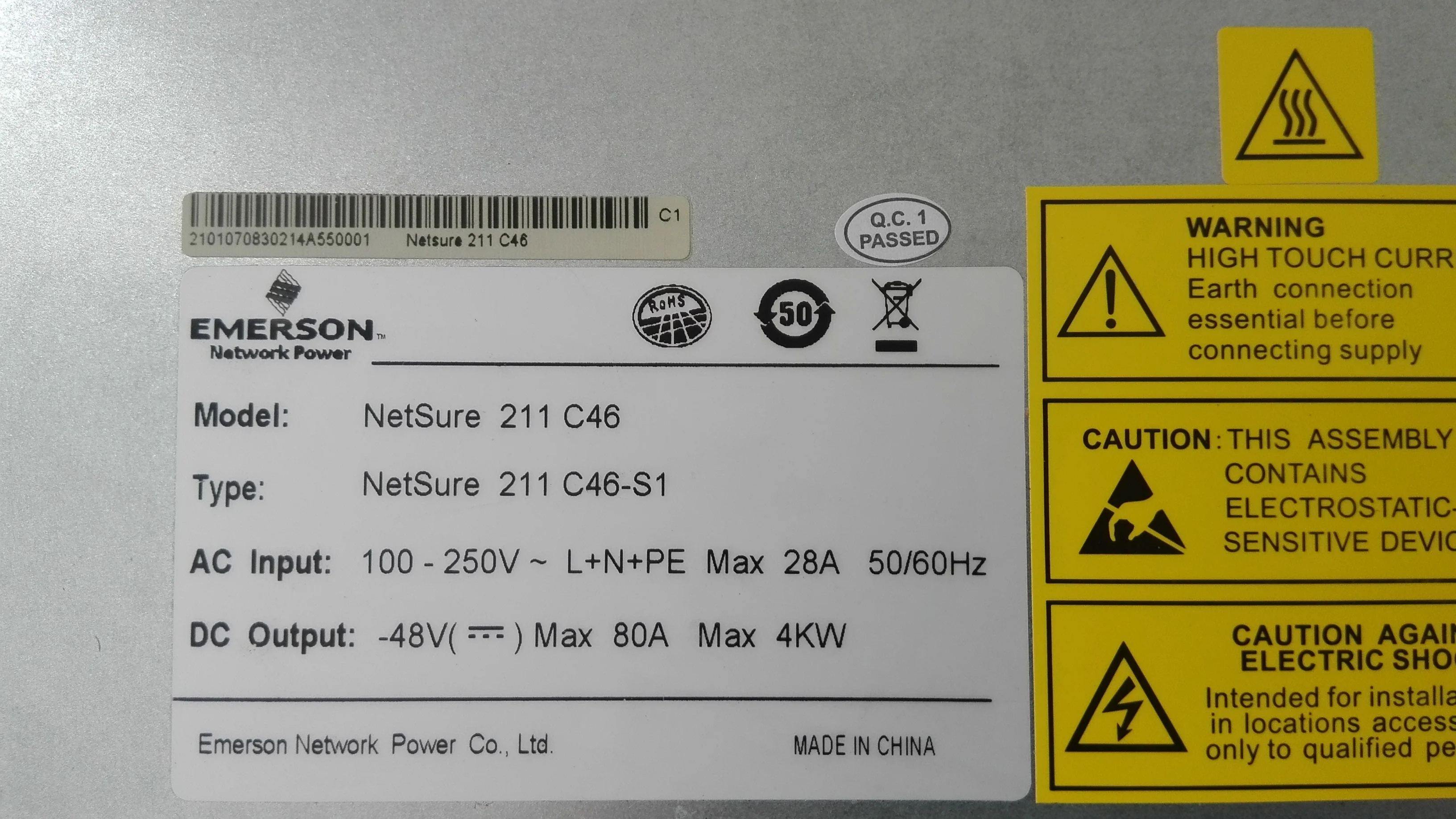 Good Price Original Emerson/Vertiv 48V 80A DC Power Supply Embedded Power System Netsure 211 C46