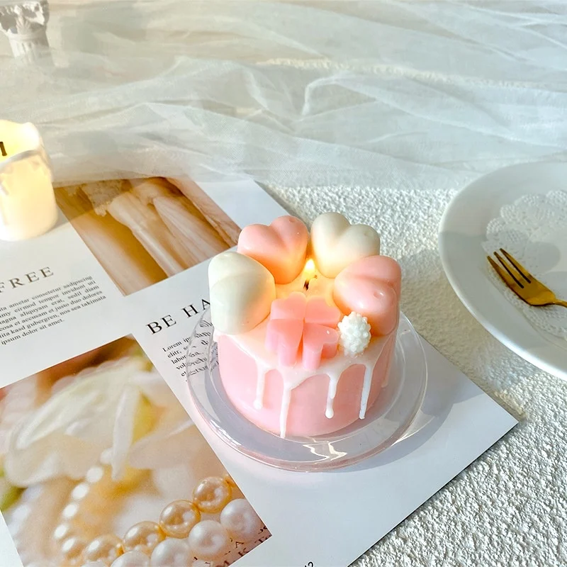 Birthday Small Pink Heart Valentine Food Customized Wholesale Soy Wax Luxury Private Label Mini Scented Candles