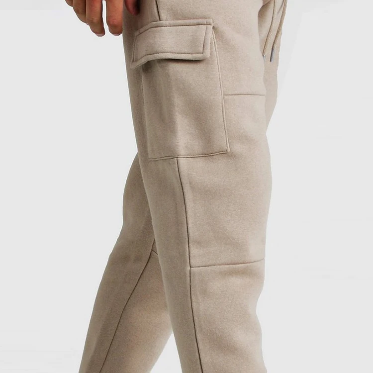 OEM wholesale fashion mens skinny fit jogger style fleece sweatpants with cargo utility pockets