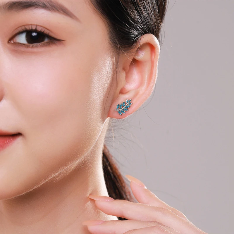 Simple personality original Japanese and Korean S925 sterling silver turquoise earrings for women