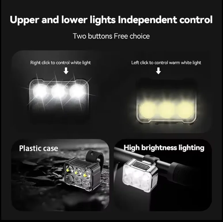 USB-C Rechargeable 6-LED Bike Light Set Waterproof Bicycle Head and Tail Light for Night Riding Battery Powered