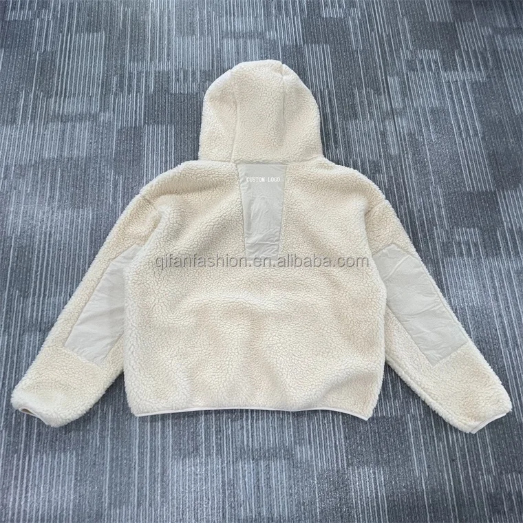 Custom patch design face cover ninja fleece sherpa hoodie for winter