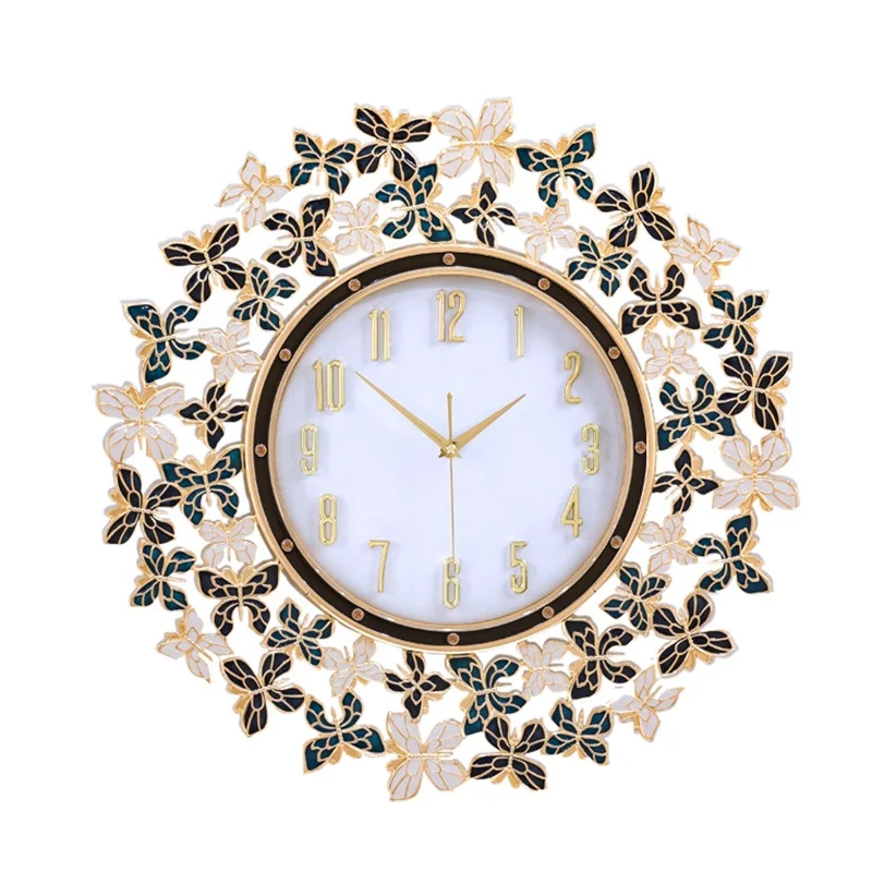 Wholesale Light luxury Creative Butterfly wall clock style D living room dining room home fashion clock