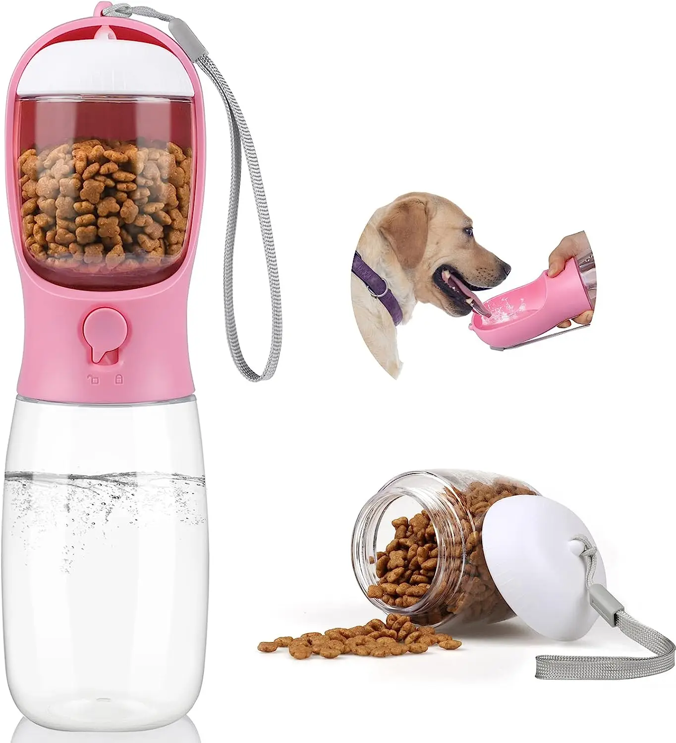 2 в 1 переносная бутылка для воды собак с пищевым контейнером домашних животных на открытом воздухе пеших прогулок