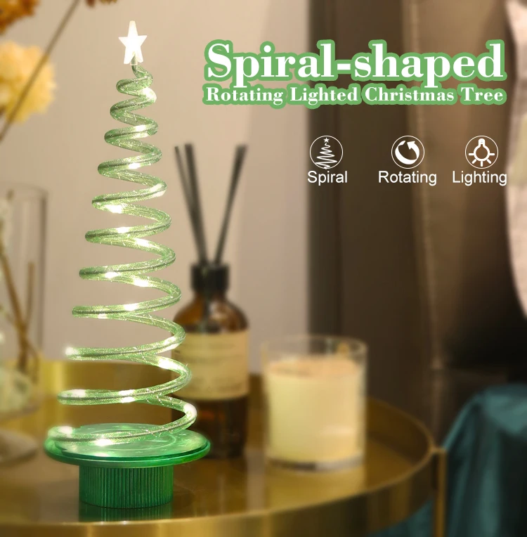 Del arbol de navidad giratorio настольная украшение со светодиодной подсветкой вращающаяся Рождественская елка