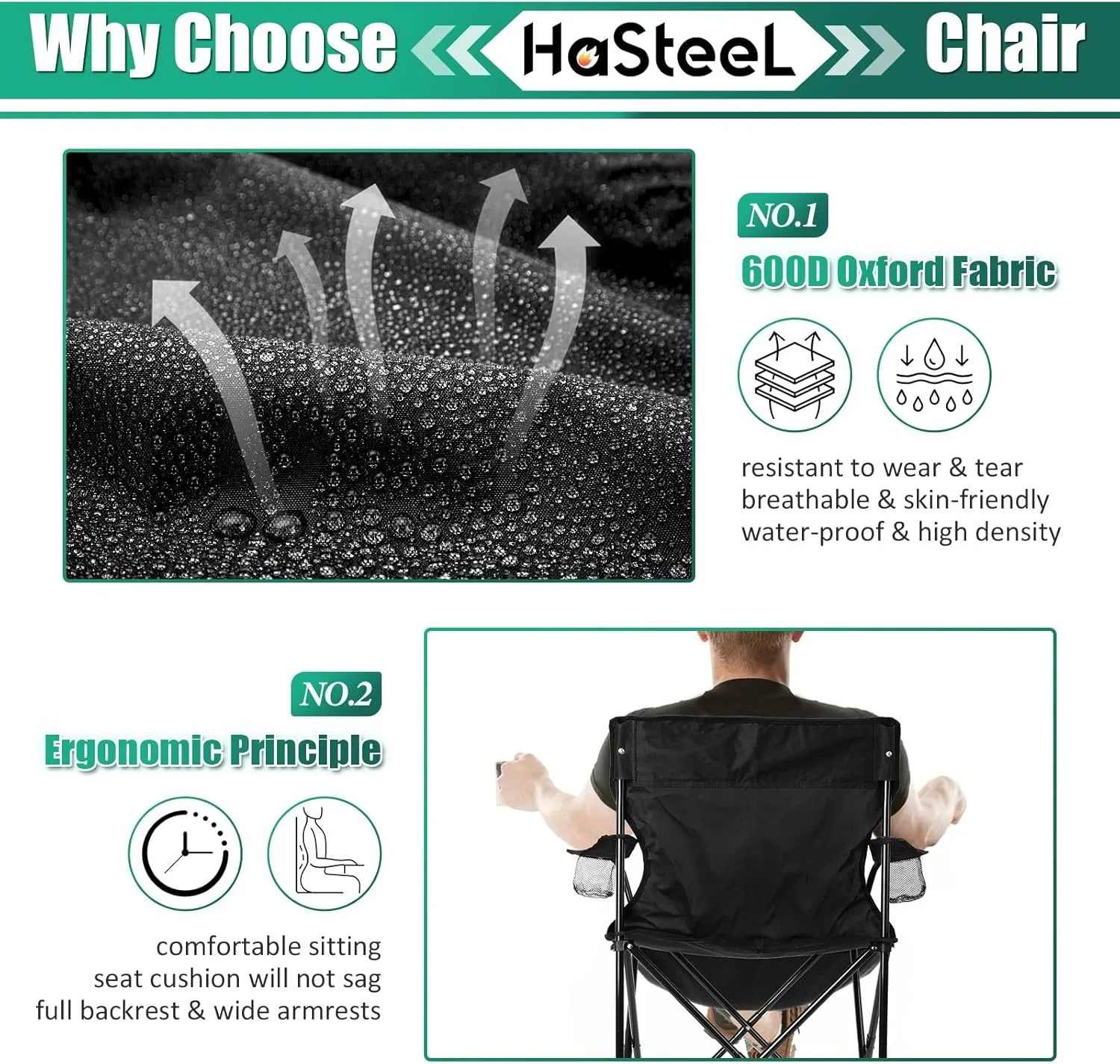 OEM Foldable Camping Chair Set of 2, Folding Camp Chairs Large Portable Lawn Chair for Outdoors Fishing With Cup Holder