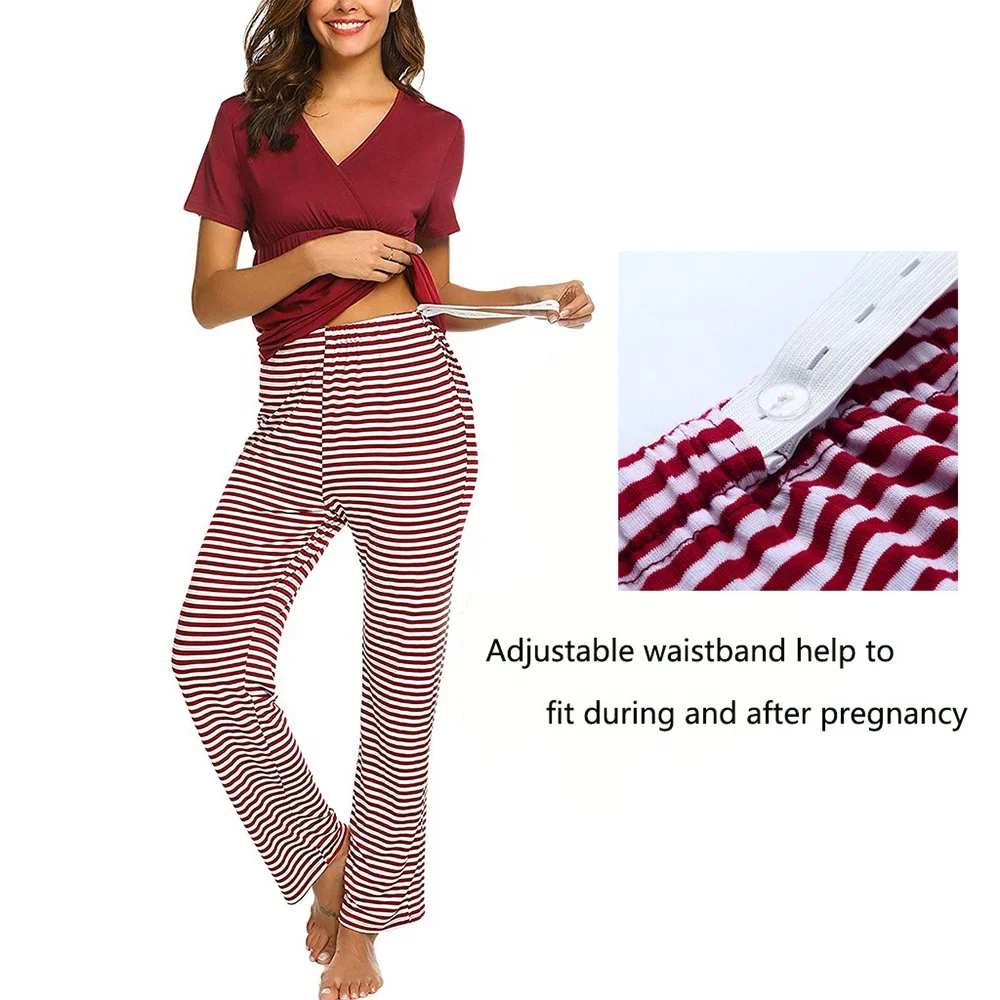 Женская пижама для беременных; Комплект со штанами мягкая беременность грудное вскармливание больница пижамный комплект, одежда для сна
