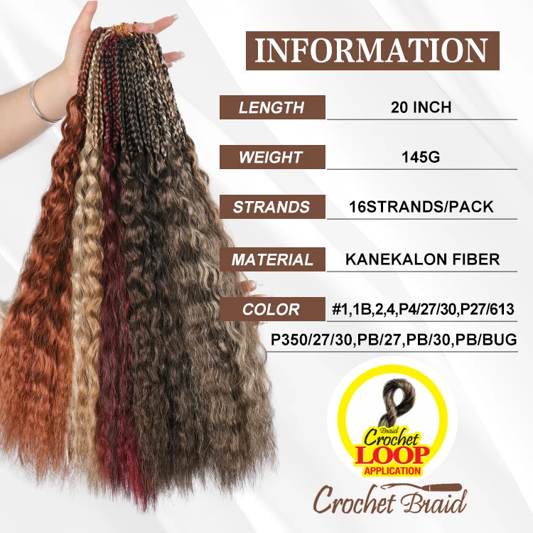 Julianna New Arrivals Synthetic Wholesale Kanekalon Fiber Crochet Braiding Hair Curly Goddess Box Braid Wet Wavy Wave