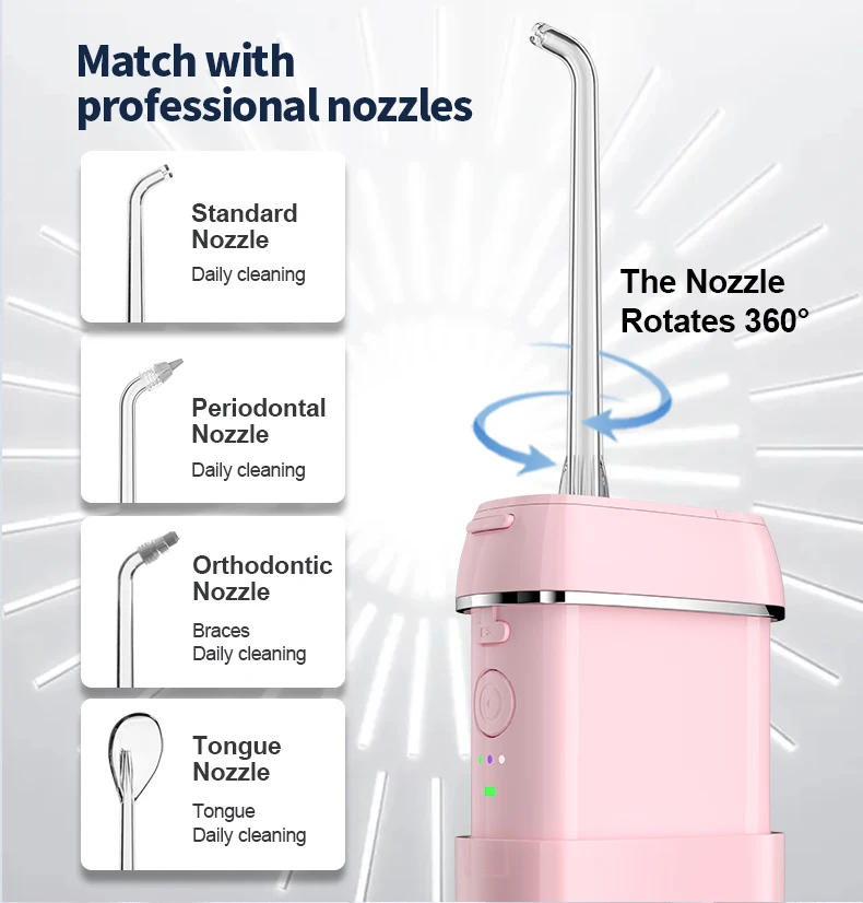 CE ROHS Approved dental irrigator Patented design Water Flosse Rechargeable Pulsating Jet Flosser for travel use