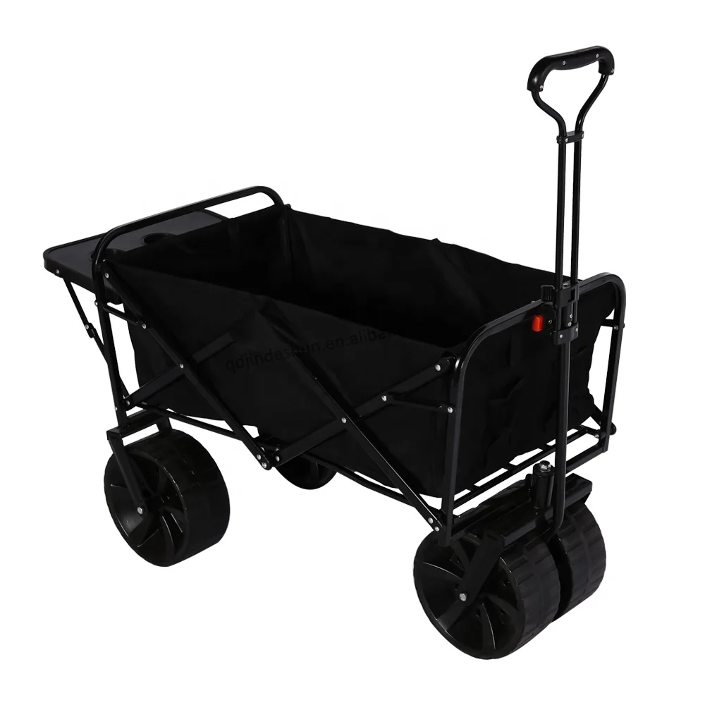 KINDE Collapsible Folding Wagon Beach Cart With All-Terrain Wheels Suit for Shopping, Beach and Camping