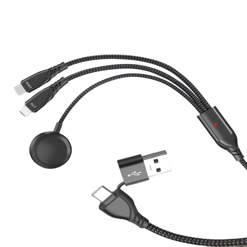 100W two to three data cable wireless charging watch suitable for Type C Apple iPhone laptop fast charging