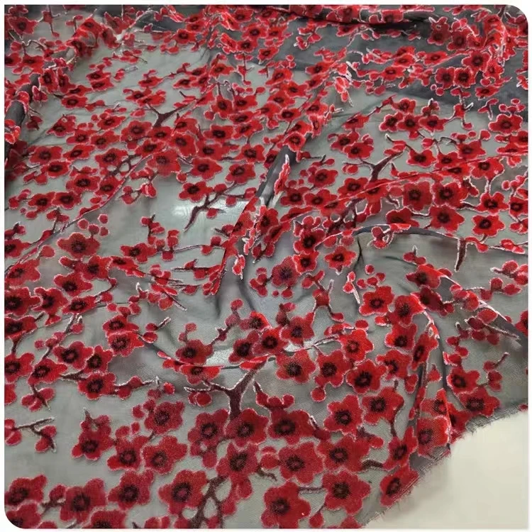 
burntout silk velvet fabric print velvet 
