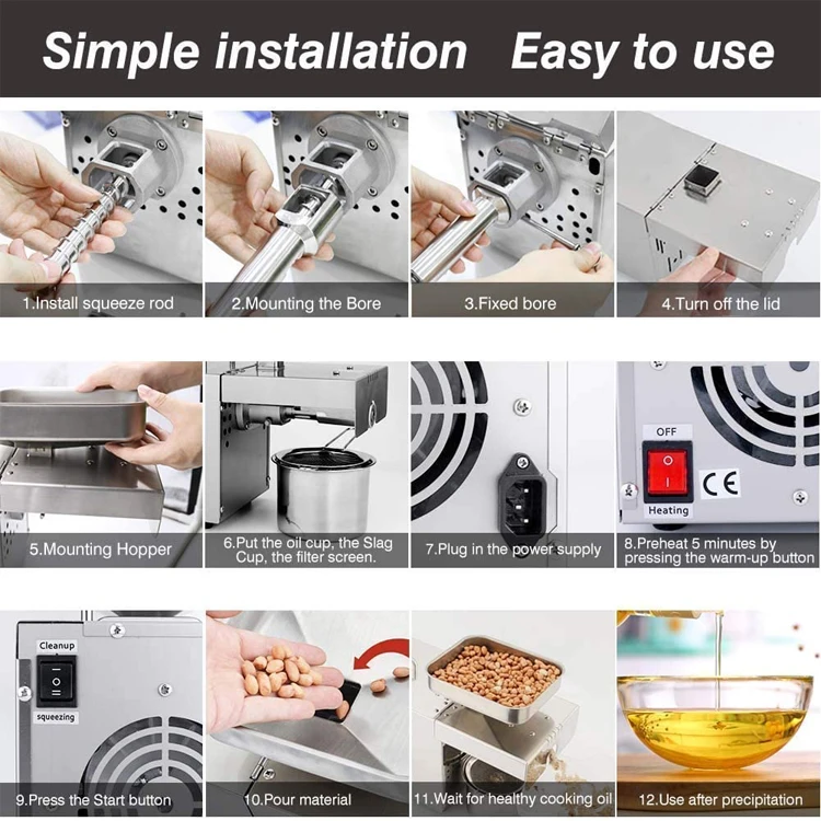 2022 amazon new oil press machine expeller mechanical metal stainless steel cover cutter automatic oil maker machine extractor