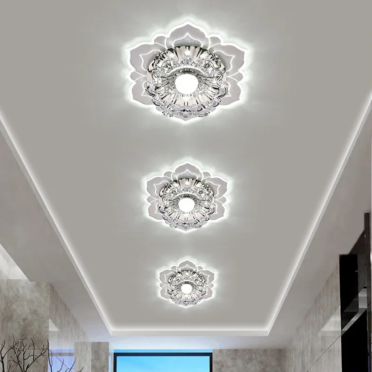 Flush Mount Ceiling Light Ceiling Lamp Dimmable LED Modern Roundness Glass Shade K9 Crystal Bead Ceiling Flush Mount Polished Ch