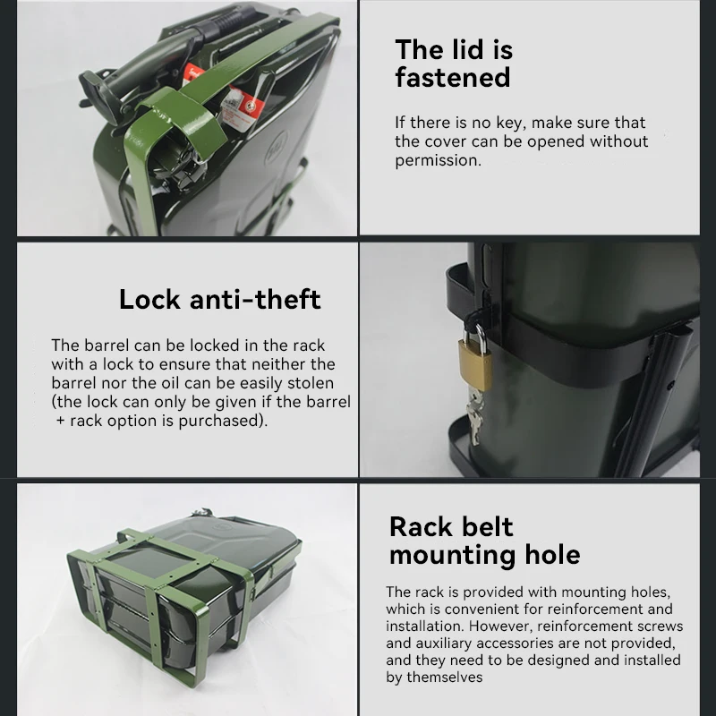 Steel Gasoline Fuel Tank Petrol Jerrycan 20 Liter 5L Gallon Gal Oil Jerry Can