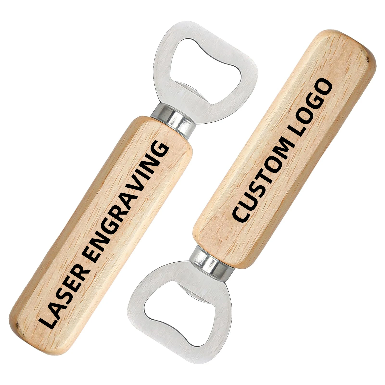 Customized Design Decapsuleur Bois Blanks Laser Engrave Beech Wrench Bamboo Wood Wooden Handle Beer Bottle Opener