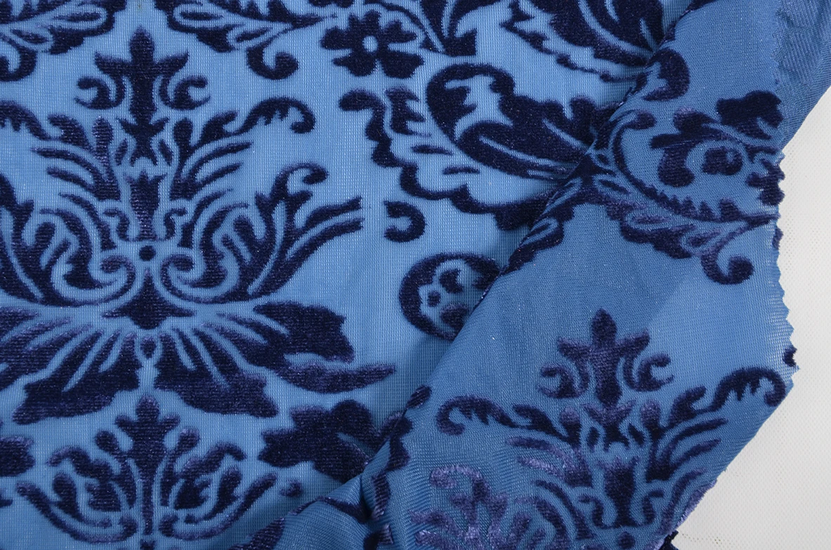 Gradient color burn out polyester nylon velvet burn out fabric for dress