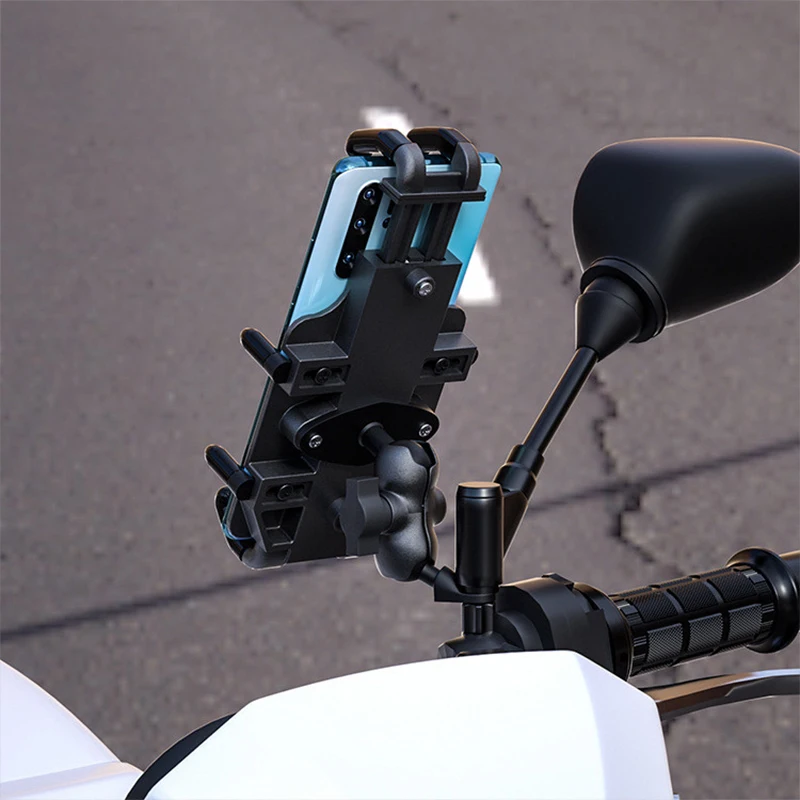 High quality cell phone holder for motorcycle side mirror + handlebar