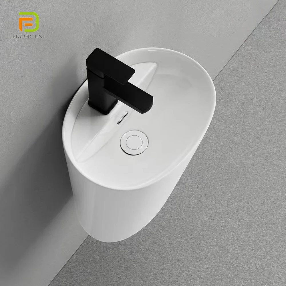 Modern Style Sanitary Ware Luxury Ceramic Wall Hung Wash Basin Porcelain Bathroom Hanging Sink