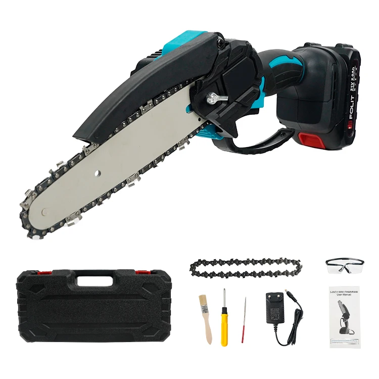 Ready to ship TY-0602 21V lithium battery portable 6inch guide bar brushless motor handheld pruning chainsaw saw chain