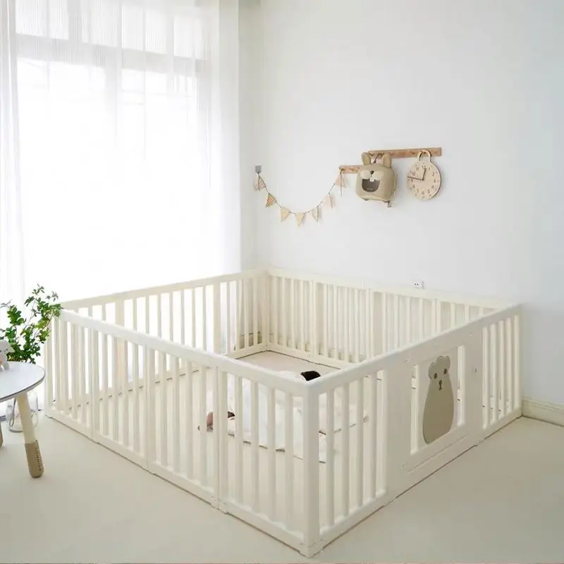 2022 Newest design soft play sturdy wood  playpen for baby playpen baby laufstall corral de bebe